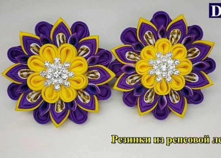 Цветы Канзаши из репсовых лент / Amazing ribbon flower DIY