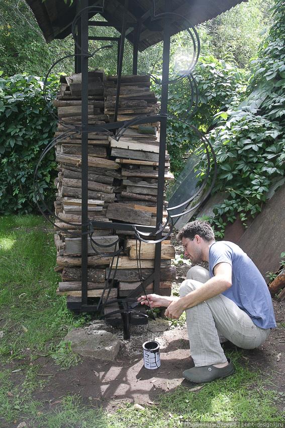 поленница дровяник полено дрова дача деревня ландшафт made of metal своими руками металл diy